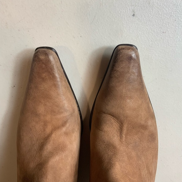 Donald J Pliner Loni Distressed Leather Tan pointy toe kitten heels ankle boots - Picture 8 of 14